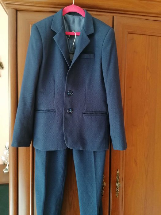 garnitur chłopięcy (marynarka + spodnie), granatowy, rozm.140