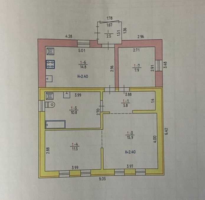 Дом (р-н Гагарина, см. Метро), 67м, 3 комнаты, 9 соток
