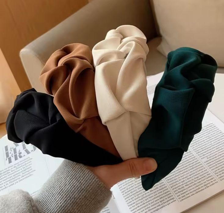 Opaski na włosy szerokie z marszczeniem mix kolorów do wyboru