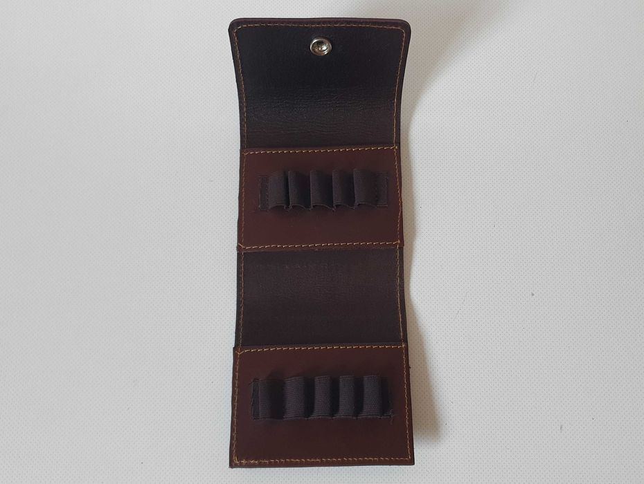 Bolsa Cartucheira vertical para 10 munições de caça grossa, 100% pele