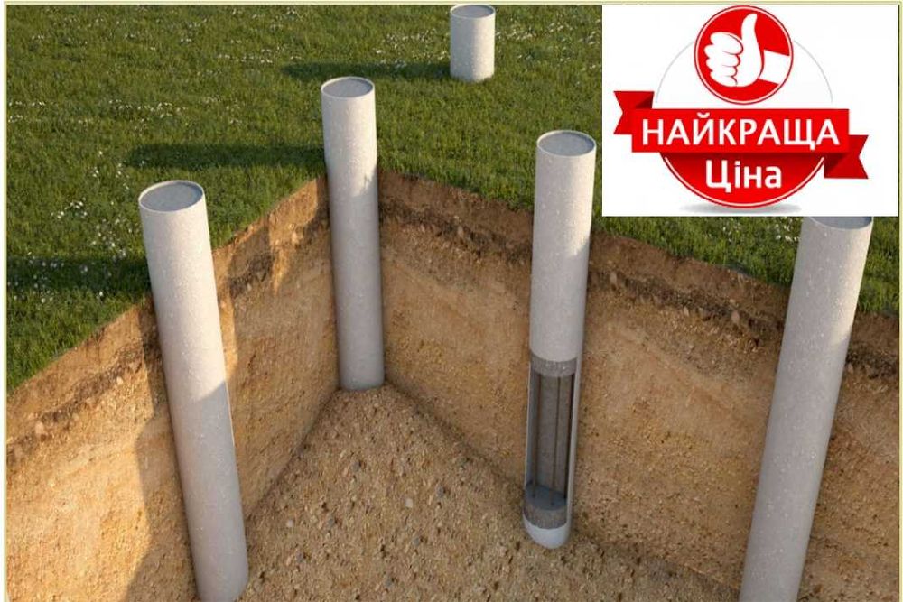 Фундамент Свайний стовпчастий під каркасний дім, будинок за 1 день