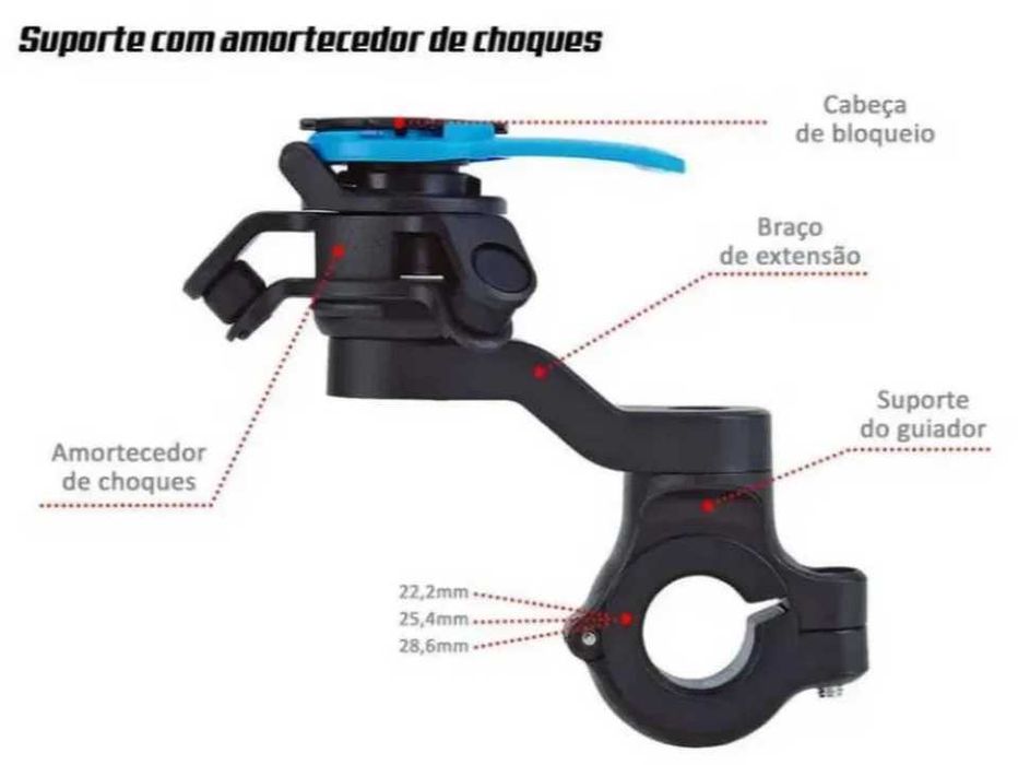 Suporte telemóvel QUAD LOCK com amortecedor para moto
