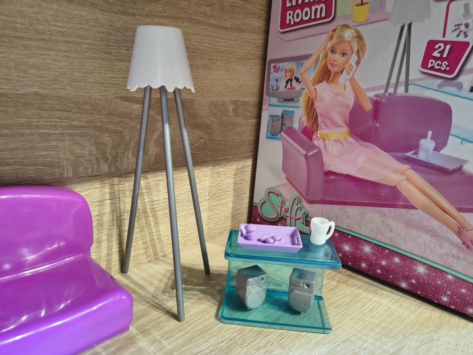 Zestaw Barbie kanapa tv lampa duży pokój salon