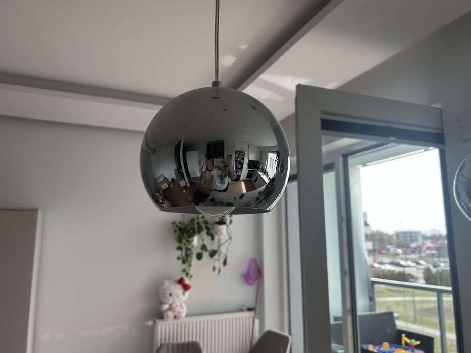 Wiszące lampy kule srebrne 3 sztuki
