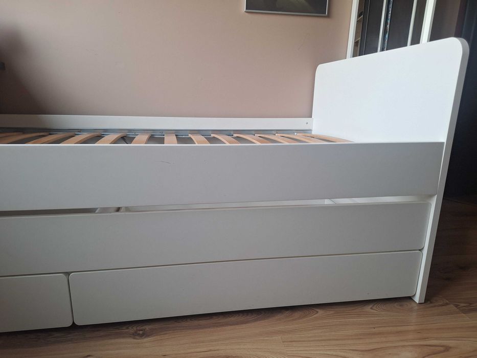 IKEA Slakt rama łóżka z łóżkiem dolnym i szufladami. Bez materacy