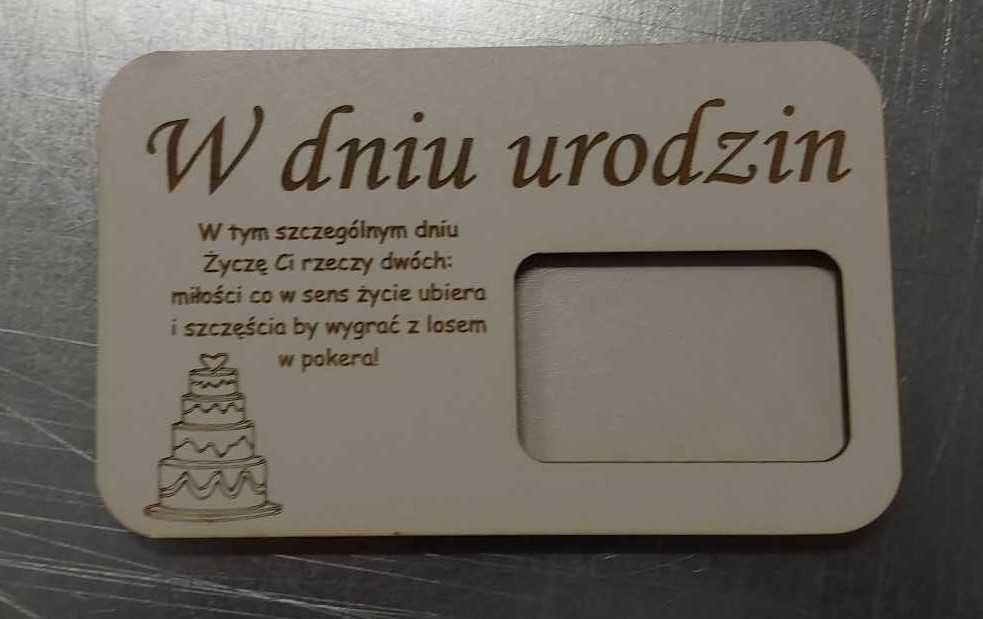 Kartka Powinszowanie urodziny imię 18 na kasę pieniądze biała 16x10cm