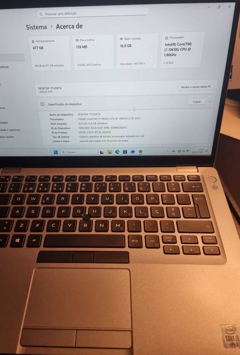 Dell Latitude 5410 i7 10610UvPro | 16 GB RAM | 500 GB SSD | Ecrã Touch