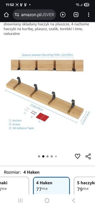 Wieszak ścienny chowany