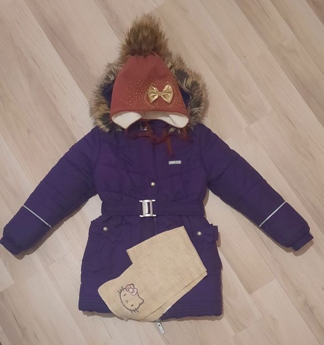 Куртка,  пальто Lenne р.122-128(шапка и шарф в подарок)