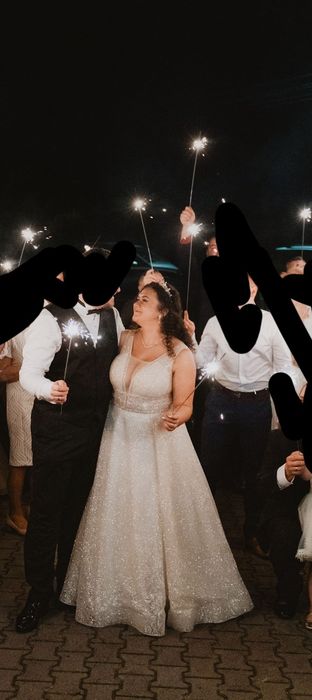 Brokatowa suknia ślubna błyszcząca XL XXL Plus size