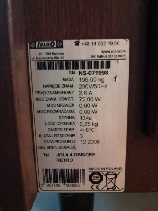 Witryna cukiernicza drewniana podświetlana obrotowa