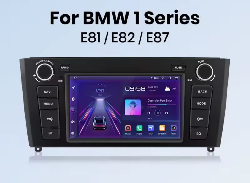 Rádio Android p/ BMW Série 1 (E81/E82/E87) - GPS, CarPlay, WiFi NOVO