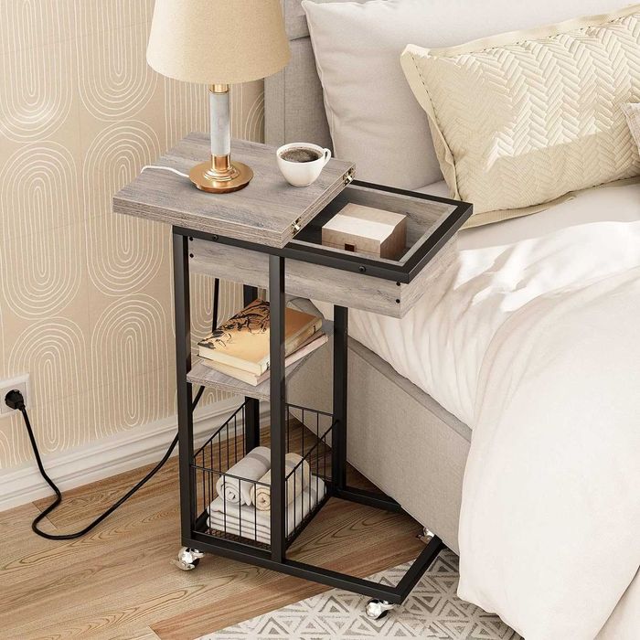 Side Table, Nightstand, Coffee Table with Electrical Socket + USB Ports64552102473217121