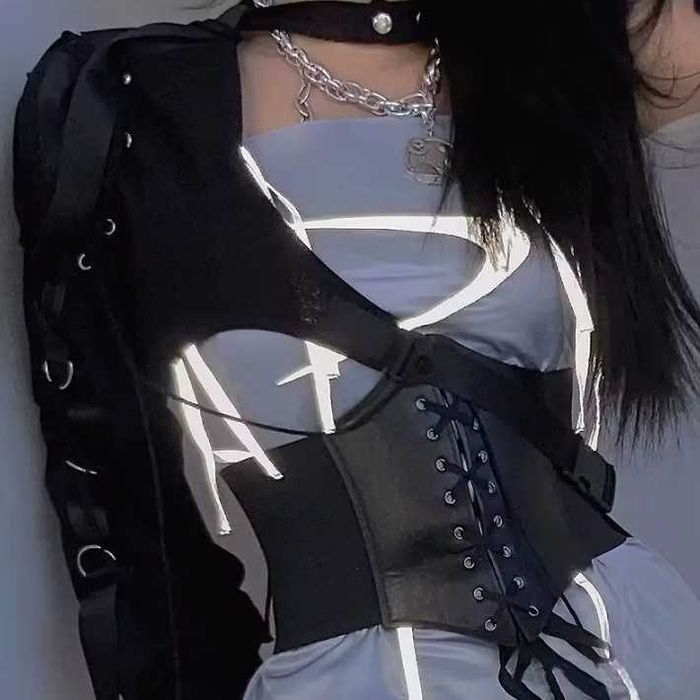 Эластичный корректирующий пояс-корсет для талии на шнуровке и липучке