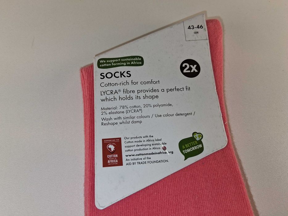 A171 Skarpetki Bawełniane Różowe LYCRA 2-pak Rozmiar 43-46