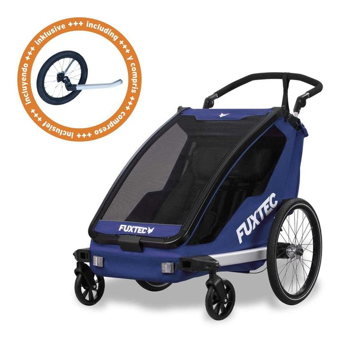 Przyczepka rowerowa FUXTEC FX-FA1-SET-BLUE z kółkiem jogger