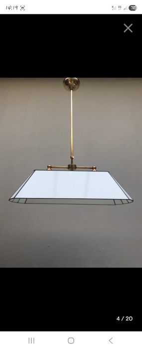 Candeeiro de tecto em latão e vitro (vitral)