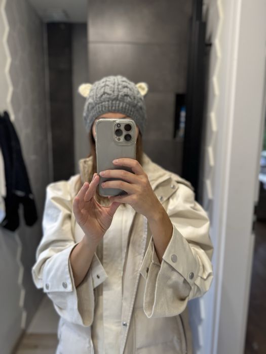 Fajna welniana czapka handmade z uszami