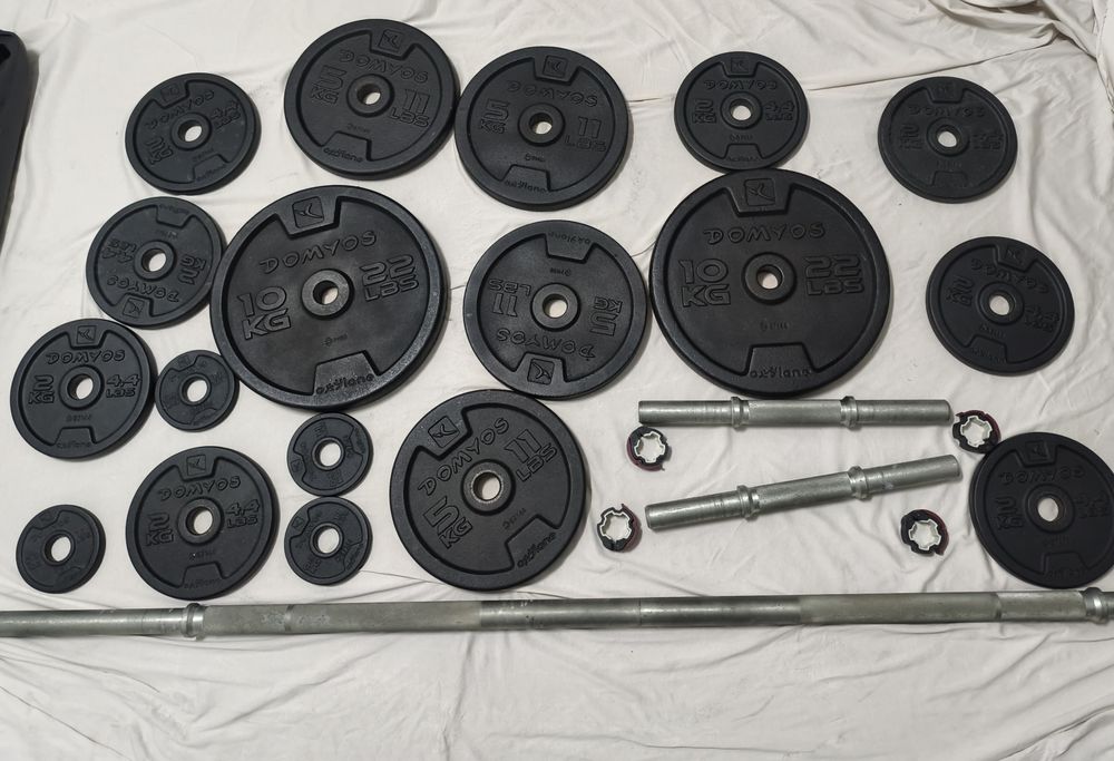 Barra e discos de musculação