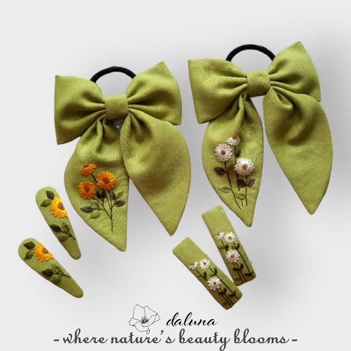 Laço e Ganchos Artesanais Bordados daluna