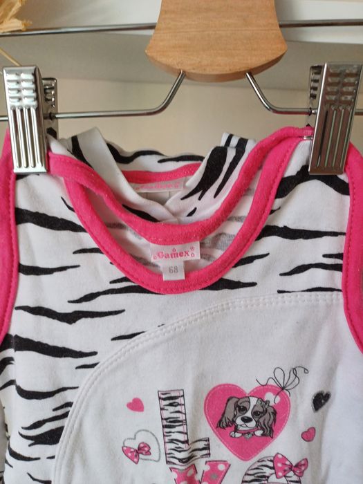 Zestaw Kaftan rozpinany i śpiochy gamex r.68 z pieskiem