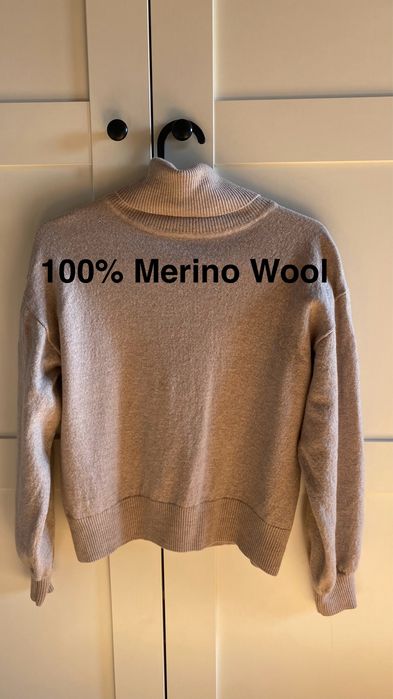 Sweter wełniany z golfem 100% merino wool