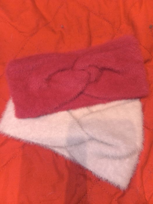 Dwie opaski puchate czerwona i różowa