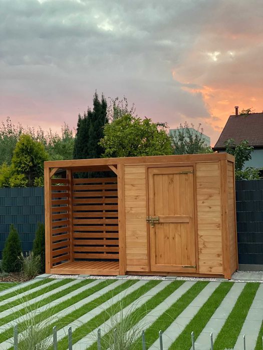 Domek narzędziowy  z drewutnią 3,5 x 1,1m, solidna zabudowa ogrodowa
