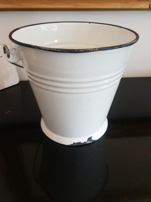 Vintage retro  wiaderko wiadro postarzane doniczka naczynie metalowe