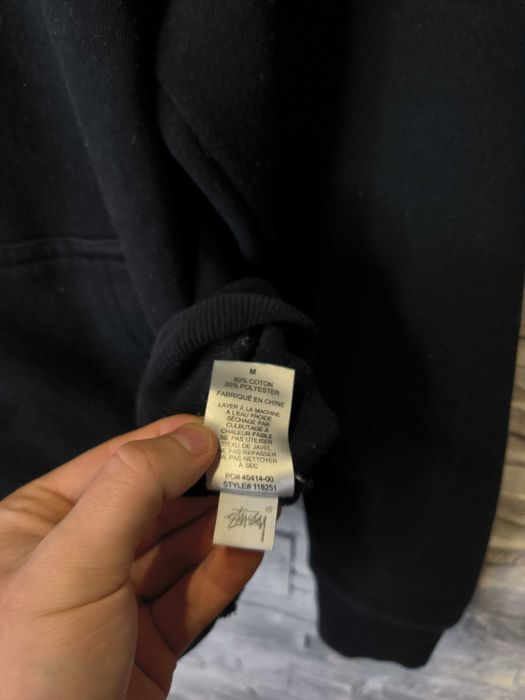 Bluza z Kapturem Stussy Hoodie Haft Logo Czarna Vintage