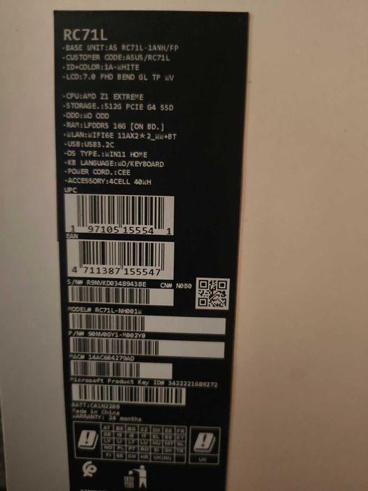 Asus Rog Ally RC71L - AMD Z1 EXTREME