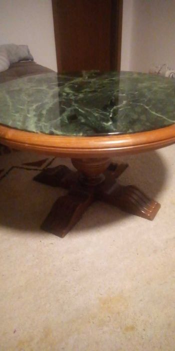 Стол круглый дубовый с мраморной столешницей ГЕРМАНИЯ