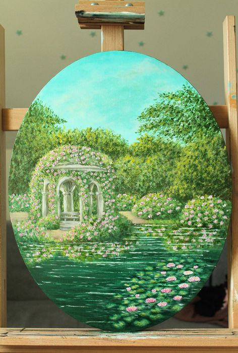 Owalny obraz akrylowy 40x50 cm | Ręcznie malowany oryginał – Altana