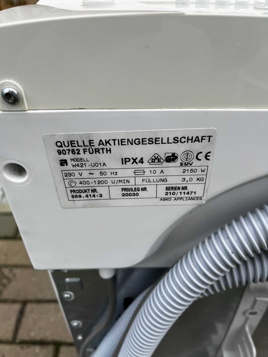 Kompaktowa Pralka TOP Privileg- 3 KG, 45 cm, 1200 Obr -Dowóz,Gwarancja