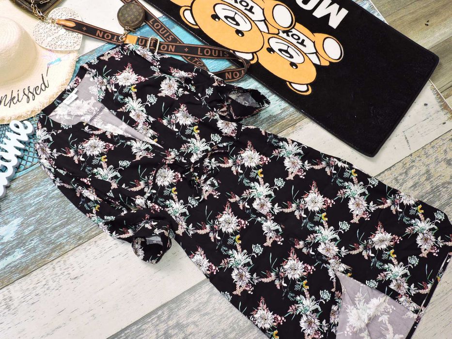 Saint Tropez sukienka wiskoza pasek kwiaty S