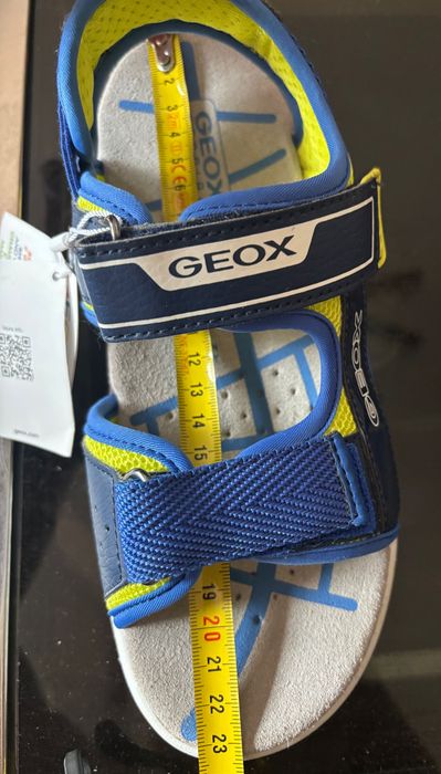 GEOX sandały J SANDAL FLEXYPER BO NAVY/LIME  skórzane LED, świecące