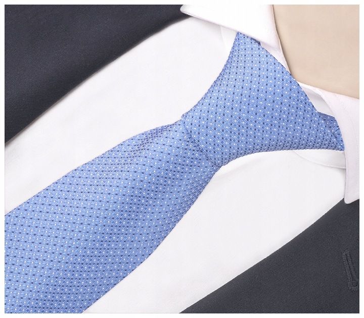 Żakardowy Klasyczny Krawat Męski Niebieski Rc100