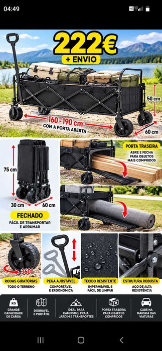 Carrinho dobrável XL 222€. OPORTUNIDADE