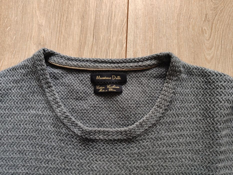 Sweter Massimo Dutti szary struktura S bawełna + kaszmir