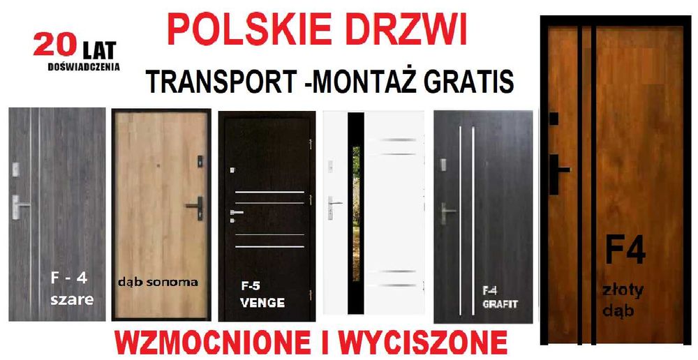 DRZWI z montażem, wejściowe do mieszkania w bloku zewnętrzne..