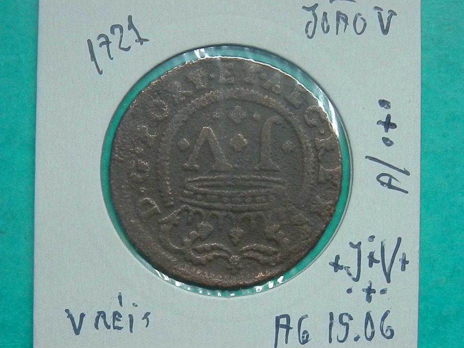 1294 - João V: V réis 1721 cobre, AG 15.06, por 26,00