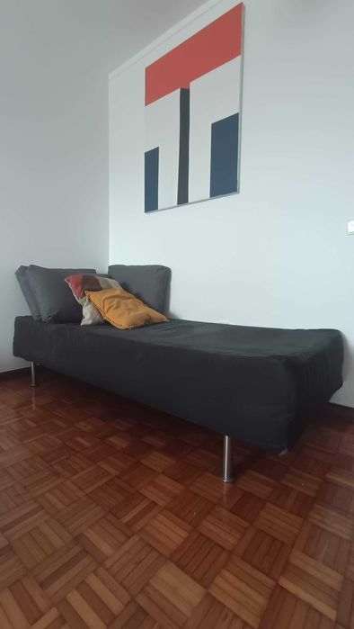 Sommier Cama Individual 90x200cm c/ Colchão + Capa Removível - Pés Metal - Ótimo Estado p/ Quarto ou Sala