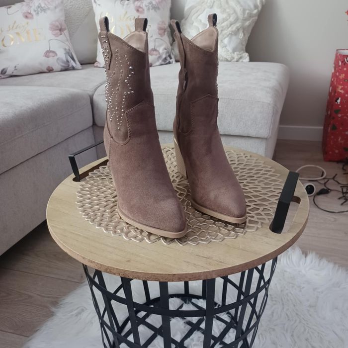 Botki kowbojki ocieplane brązowe rozm. 37/38