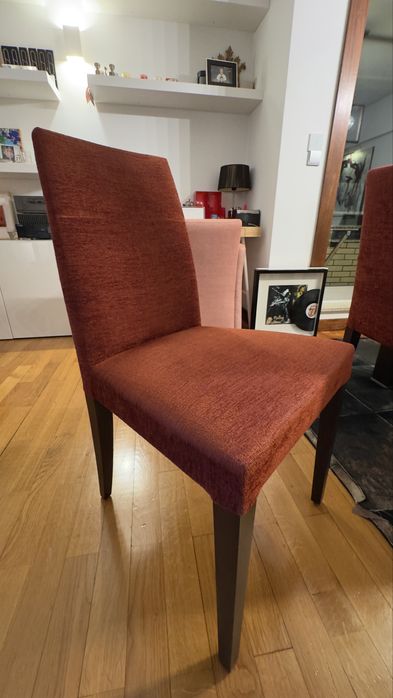 6 Cadeiras de jantar em Wange e tecido