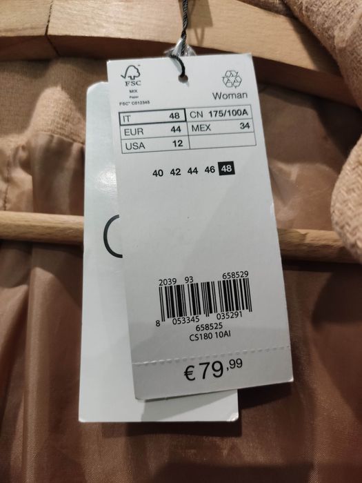 Płaszcz z kapturem beżowy nowy z metką