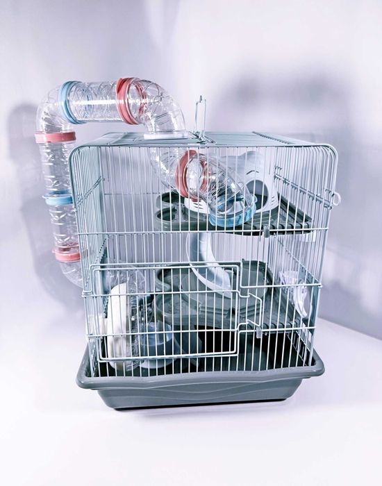 Клетка для хомяков трехэтажная M012B,серая ,41х36х27см.Круто подарок!