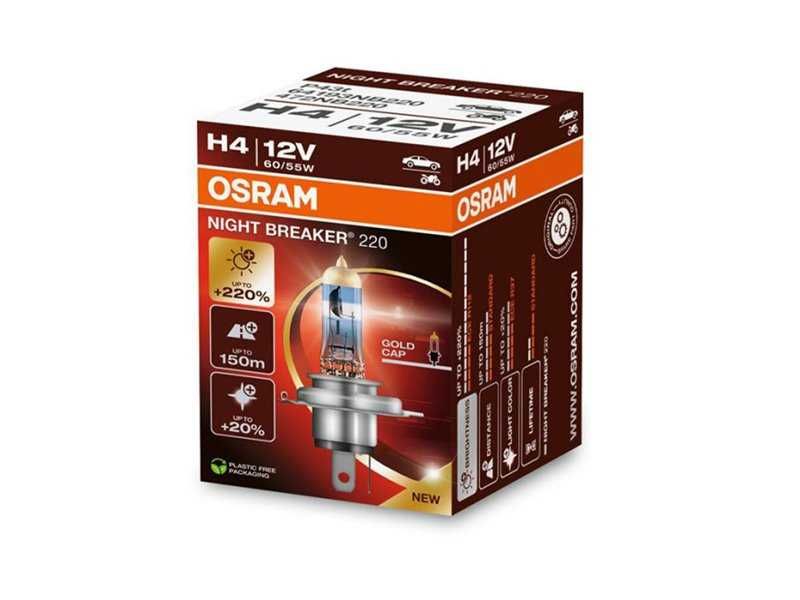 Lâmpadas Osram Night Breaker +220% H4, H7, H11 Carro/MOTO