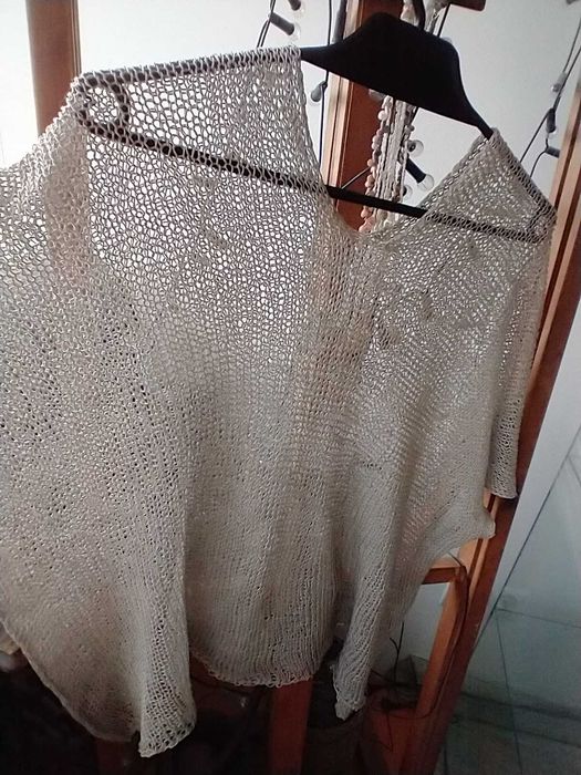 Narzutka na suknię czysty len rękodzieło