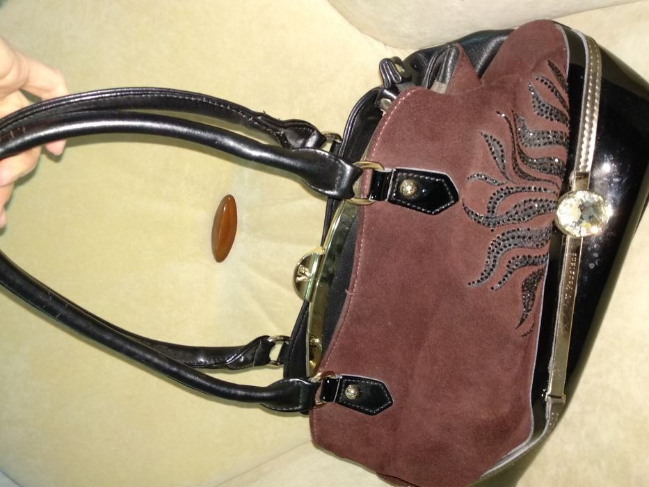 Сумка коричневая, красная