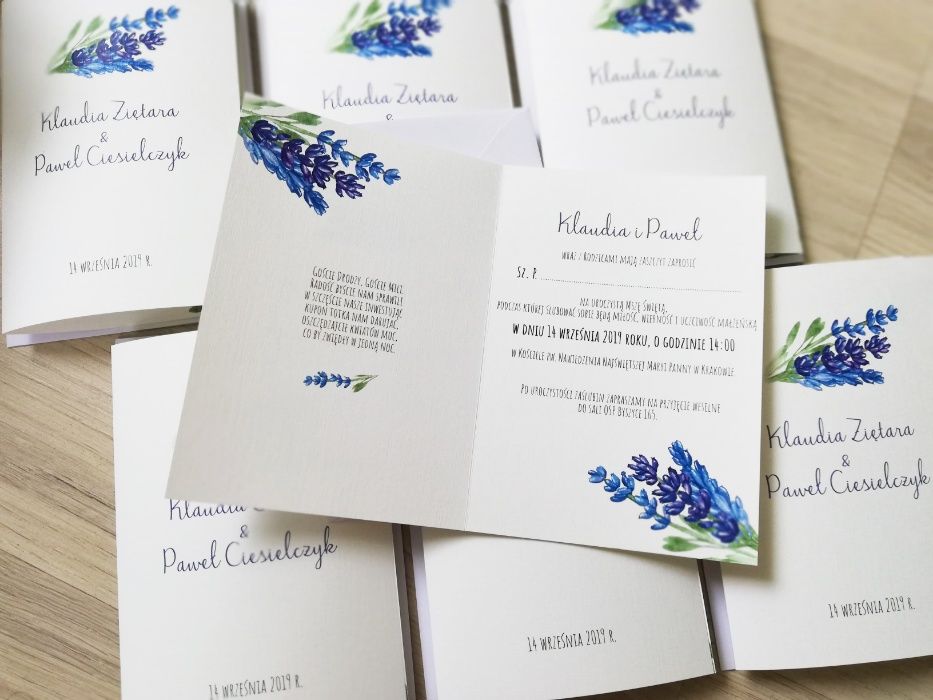 Zaproszenia na ślub lawendowe